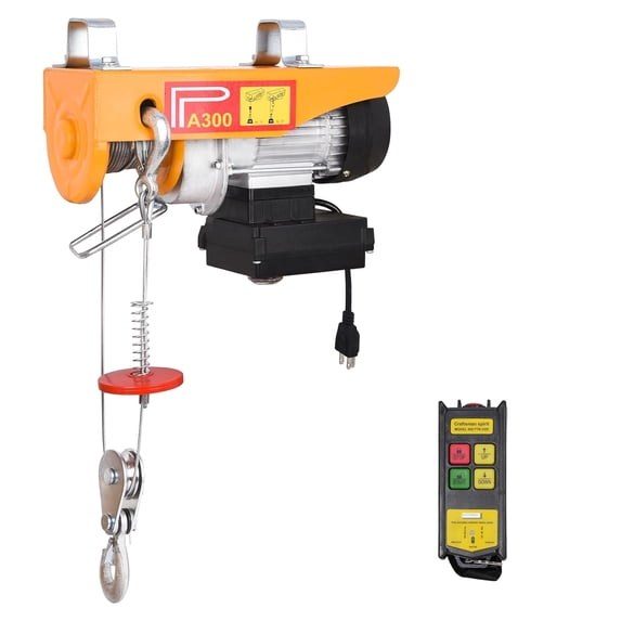 Electric Hoist, 660lbs Electric Hoist with Wireless Remote Control, 110V Electric Winch for Factories, Warehouses, Construction Sites