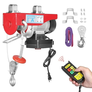 Electric Hoist, 880 Lbs Automatic Lift Electric Cable Hoist with Wireless Remote Control Power System, 110V Electric Winch Crane for Goods Lifting, Factories, Warehouses, Construction, Building