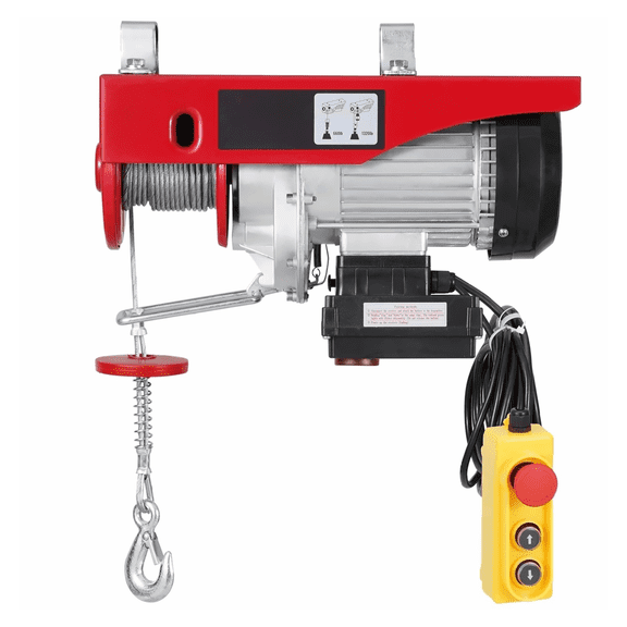 Electric Hoist Crane 1320 lbs, Wireless & Wired Remote Winch 328ft/14ft, Air-Cooled Motor, Double Cable Mode, Garage Workshop Lifting