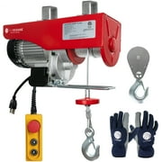 Electric Hoist, Hoist Pulley System, Pulley Hoist, 2200 Lb Electric Winch 6FT Remote Control 120 V, Includes Working Gloves for Garage, Factory Lifting Emergency Stop Button - FO3782-C1