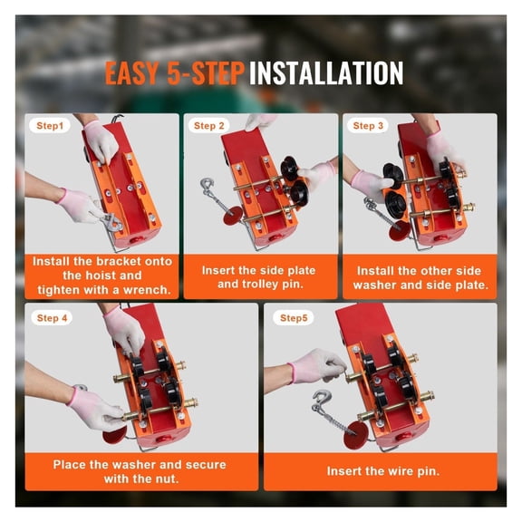 Electric Hoist Trolley 1100lbs, 0.5 Ton Manual Trolley for I-Beam, Adjustable Beam Trolley for PA200-PA500 Hoists, Curved/Straight Beam, Heavy Duty Steel Trolley
