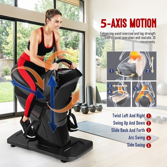 PartyKindom Black Electric Riding Machine for Waist and Leg Training Indoor Use