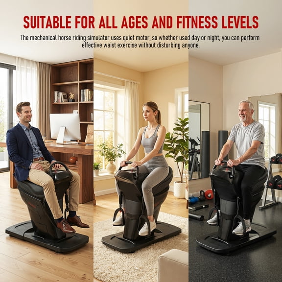 Electric Horse Riding Fitness Machine, Indoor Abdominal Exercise Trainer with Quiet Motor & 771LBS Capacity, Black US 110V Plug