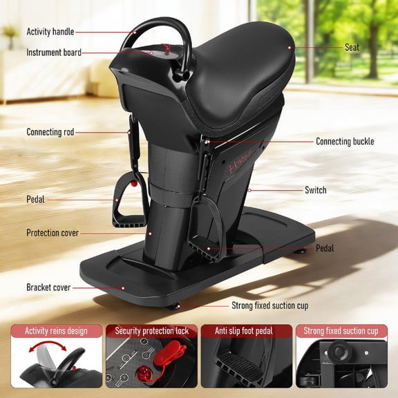 Electric Horse Riding Machine, Horse Riding Exercise Machine with Safety Switch, Abdominal Exercises Fitness Equipment Horse Riding Machine for Home, 771LB Capacity