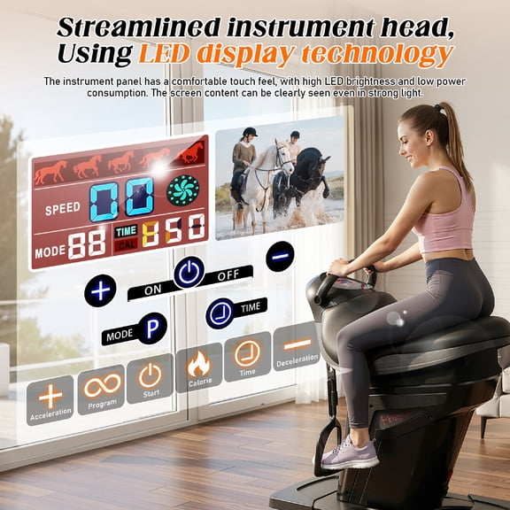 Electric Horse Riding Simulator Machine, Features 20-Speed and 3 Auto Modes, LCD Display Real-Time Calorie Data, Work Your Core at Home & Gym, 771 Lbs Weight Capacity