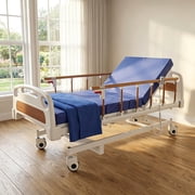 Electric Hospital Bed with Mattress, 3 Function Full Electric Medical Bed, 13"-24" Adjustable Height, 5" Locking Casters, 400Lbs Capacity