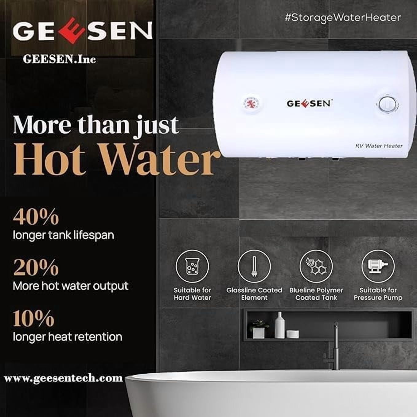 Electric Hot 15 gallon Water Heater Storage, RV TR Endless Trailer Indoor Waterproof Shower Water Heater Compact Point-of-Use, Bathroom Shower (15 gallon) plug in 120v