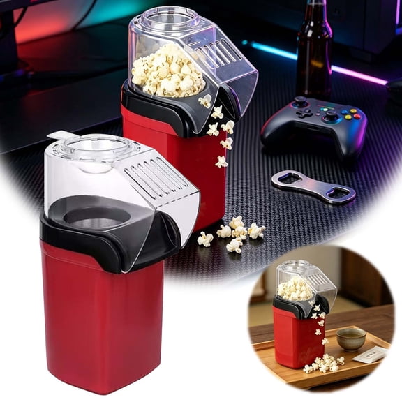 Electric Hot Air Popcorn Maker Machine Oil-Free Compact Popcorn Popper with Top Lid for Home Movie Nights Parties