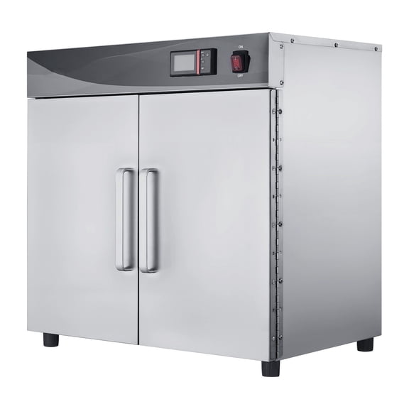 Commercial Electric Hot Box Food Warmer 4 Tier Stainless Steel Warming Cabinet with Adjustable Shelves, Double Door and Water Tray for Restaurant Pizza Chicken Catering Kitchen Use 800W