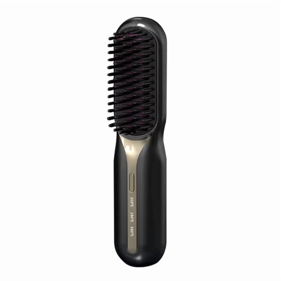 Electric Hot Comb Hair Straightener - Fast Heating, Portable, Anti-Scald, Ideal for Travel, Beard & Hair Styling A,1 * hair straightener brush,Black