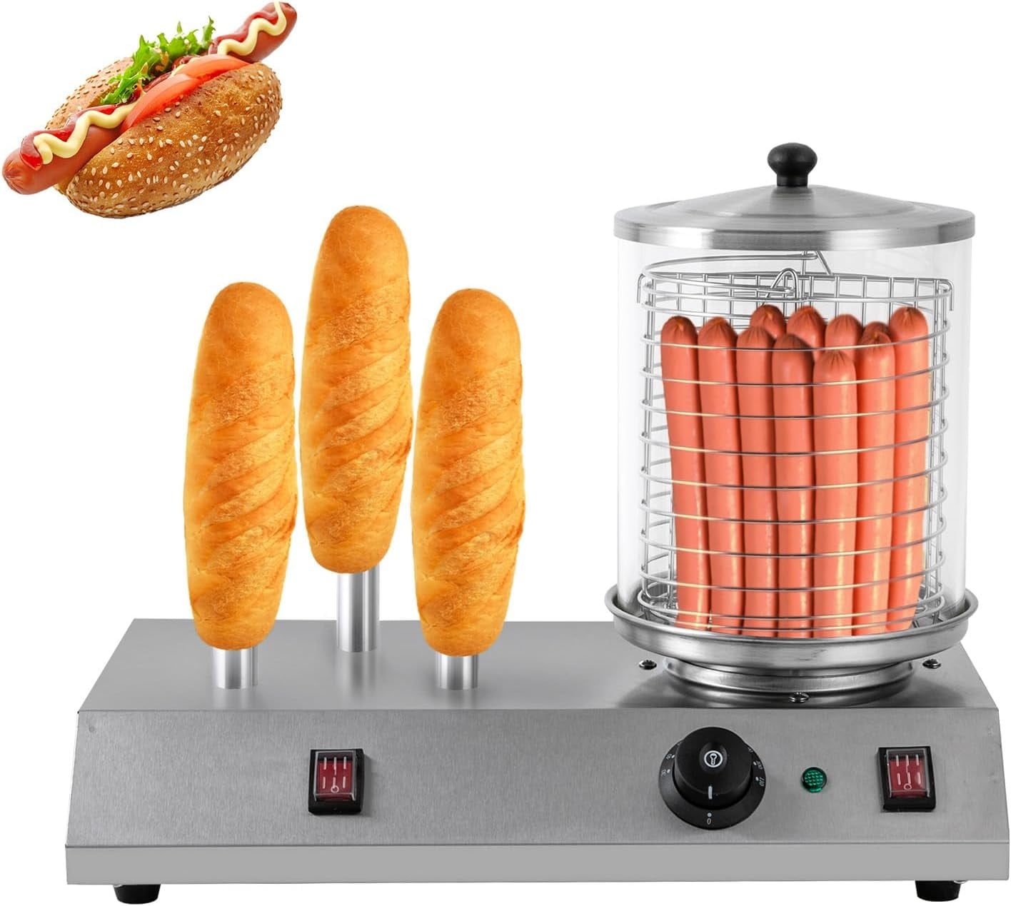 Hot Dog Steamer AGULIUM Electric Bread Maker With Hot Dog Machine