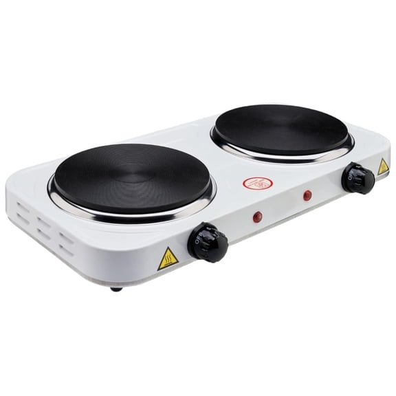 Electric Hot Plate, 2200W Countertop Burner,Cast Iron 2 Burners ,Portable Electric Stove , Portable Double Burners for Cooking,Easy to Clean, White.