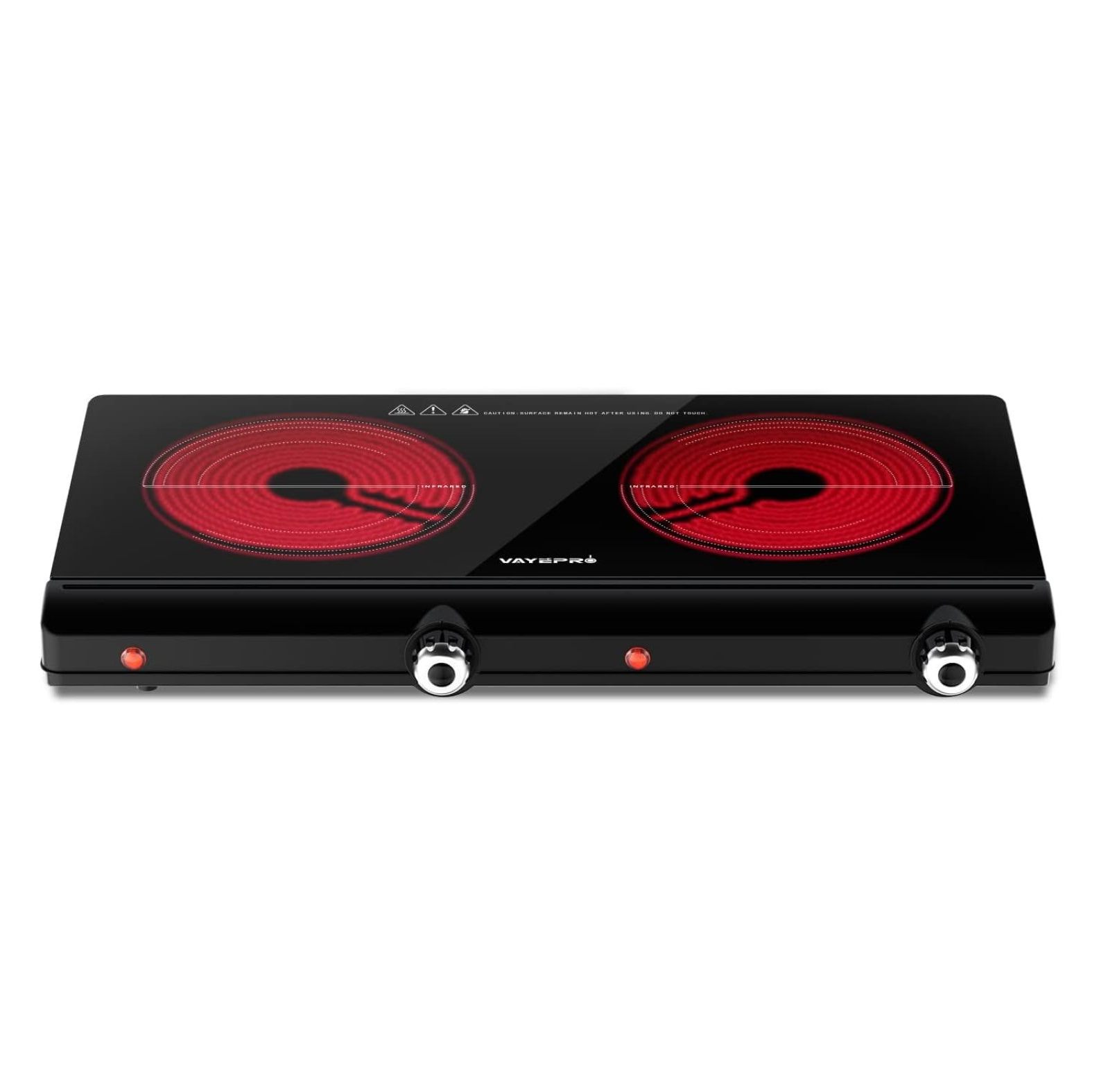 Electric Hot Plate for Cooking, Infrared Double Burner,1800W Portable