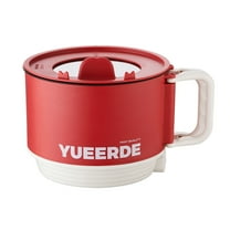 Electric Hot Pot 1.2L Capacity Mini Portable Multi-function Cooking Pot Steam Boil Stew Fry Non-stick Red