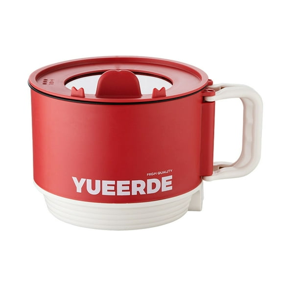 Electric Hot Pot 1.2L Capacity Mini Portable Multi-function Cooking Pot Steam Boil Stew Fry Non-stick Red