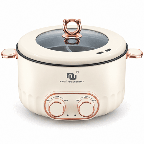 Electric Hot Pot with Divider, 6L Dual-Sided Shabu Shabu Hotpot with Independent Temperature Control, 2000W Non-Stick Dual Flavor Electric Cooker Pot for Asian Cooking, Party, Family Gathering