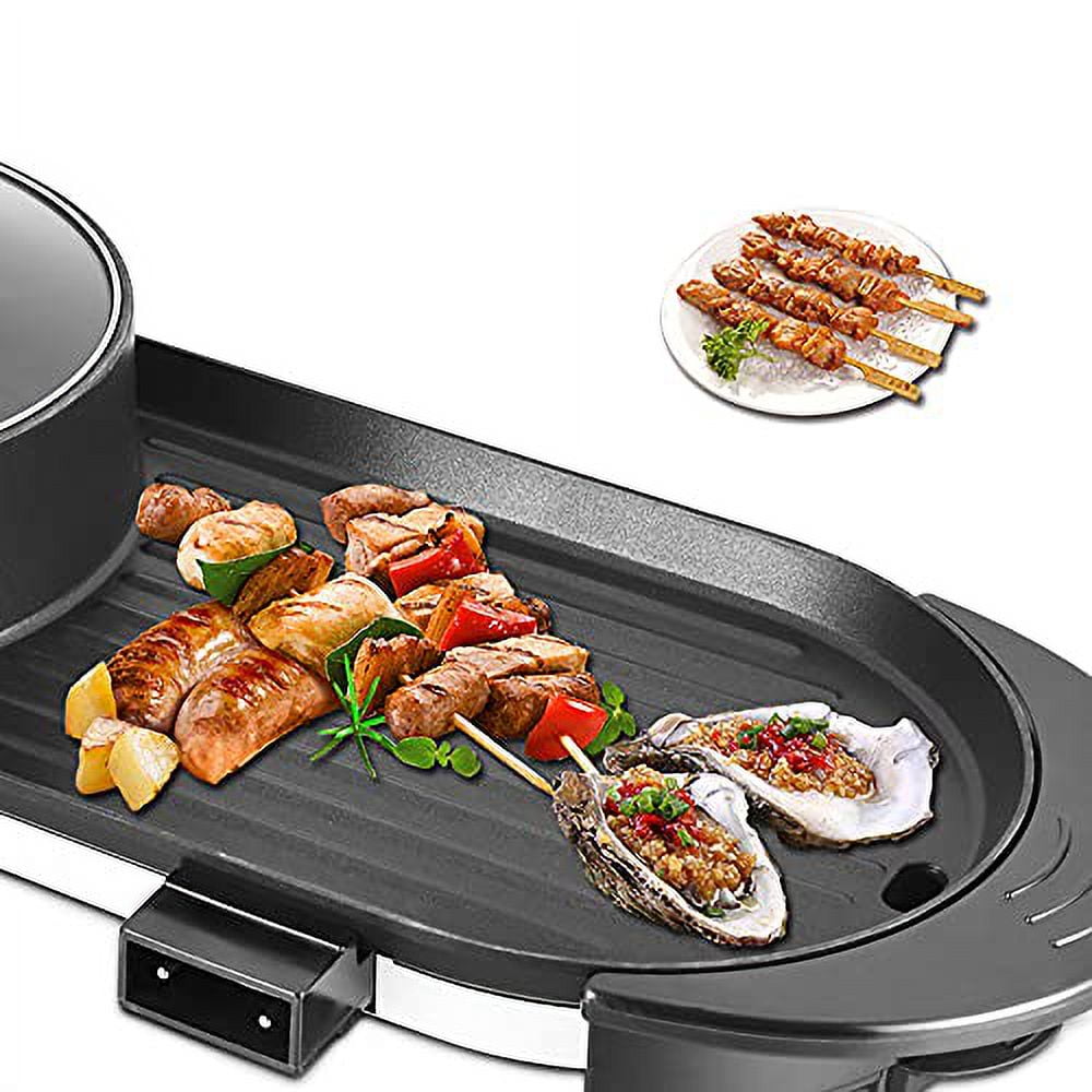 Electric Hot Pot Grill Combo, 2 in 1 Portable Multifunctional Barbecue