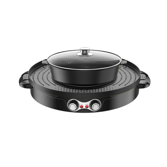 Electric Hot Pot Grill, Dual Divided Cooking Zones, 110V US Plug & Korean BBQ Appliance