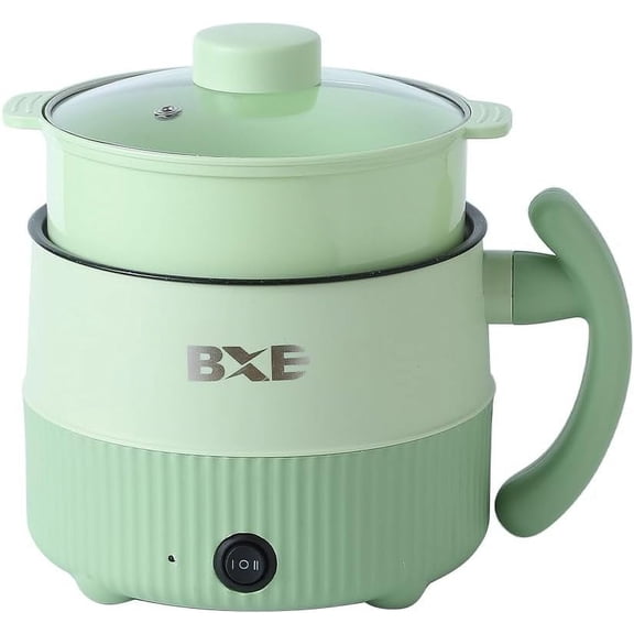 Electric Hot Pot, Mini Ramen Cooker, 1.5L Noodles Pot, Hot Pot Electric, Mini Pot for Steak, Egg, Fried Rice, Ramen, Soup, Porridge, Oatmeal, Portable Cooking Pot with Power Adjustment