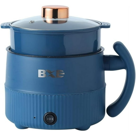 Electric Hot Pot, Mini Ramen Cooker, 1.5L Noodles Pot, Hot Pot Electric, Mini Pot for Steak, Egg, Fried Rice, Ramen, Soup, Porridge, Oatmeal, Portable Cooking Pot with Power Adjustment