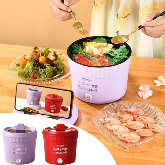 Electric Hot Pot,Mini Rice Cooker & Hot Pot,Portable 3-in-1 Ramen Pot for Steaming,Stir-Frying,Porridge & Soup,Compact Kitchen Appliance for Small Kitchens,Dorm Rooms & Apartments,Seasonal Savings