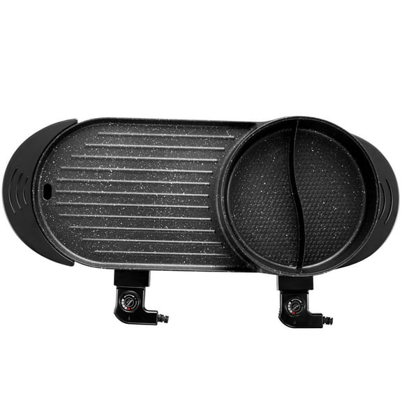 2-in-1 Smokeless Grill and Electric Hot Pot, 2200W Non-Stick Multi-Cooker for Home Party