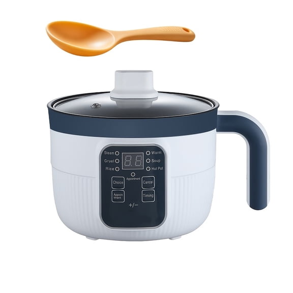 Electric Hot Pot with Steamer for 1-2 People, Nonstick Mini Cooker for Rice Soup Pasta