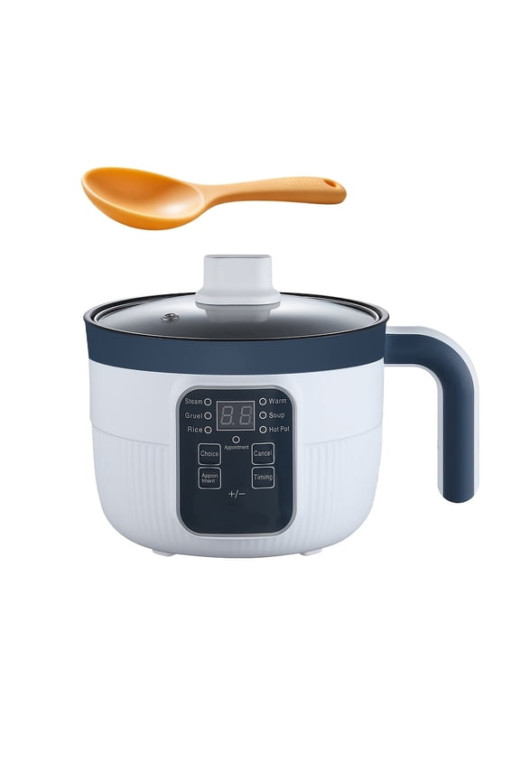 Electric Hot Pot with Steamer for 1-2 People, Nonstick Mini Cooker for Rice Soup Pasta