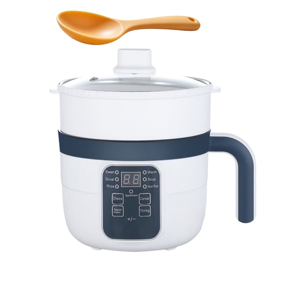 Electric Hot Pot with Steamer for 1-2 People, Nonstick Mini Cooker for Rice Soup Pasta