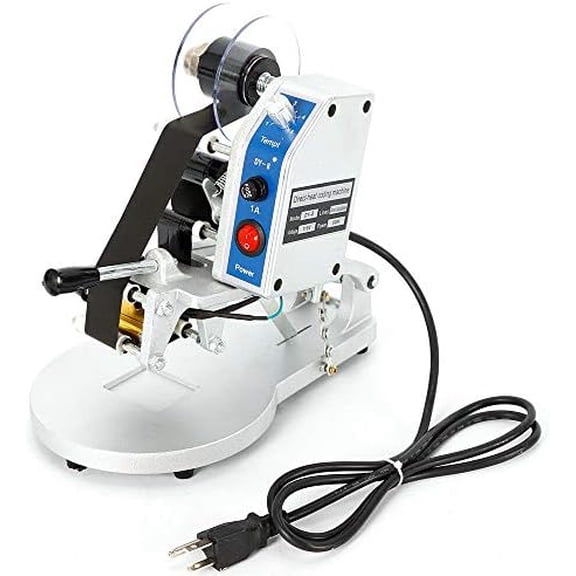 Electric Hot Stamp Printer 110V Hot Foil Stamping Machine Ribbon Manual Hot Foil Stamping Printer Date Code Batch Printer Printing Machine for All Kinfd of Plastic Film and Other Packaging Products