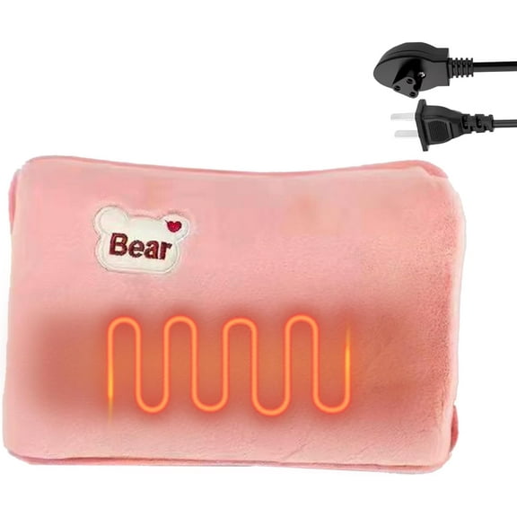 Electric Hot Water Bag, Leak-Proof Rechargeable Hand Warmer, Thickened Satin Soft Hot Water Bottle, Portable Cute Warm Bag for Period Cramps Muscles Neck Legs Waist Belly Body(Q)