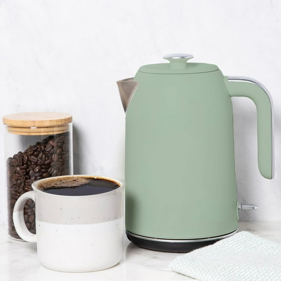 Electric Hot Water Kettle - Stainless Steel Coffee Maker, Tea Kettle, Swivel Base, With Automatic Shut Off Boil-Dry Protection, Easy Pour Pitcher, 1500 Watt Boiling Power, 1.7 Liters