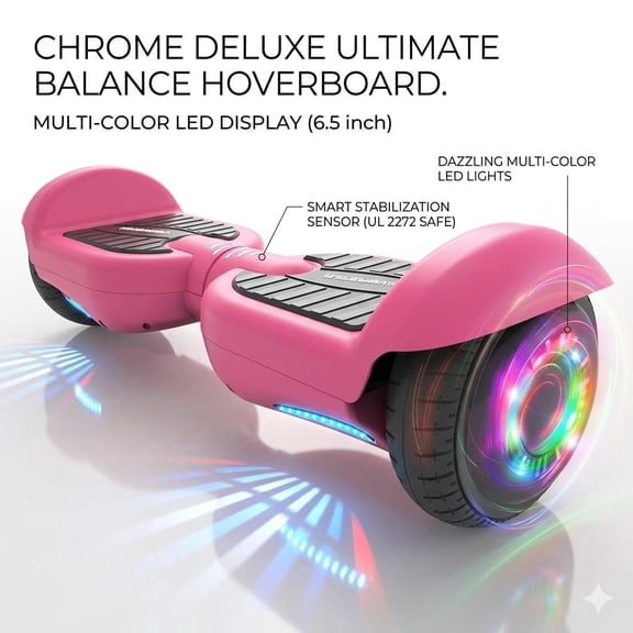 Mosta Electric Hoverboard with New Version Bluetooth Hover Board, Chrome and Design Color Self-Balance Electric Scooter