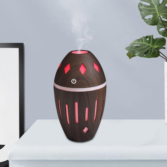 Electric Humidifier with Lights, 300ml Mute Portable Humidifier Air Diffuser for Tabletop Travel Bedroom Home , Coffee