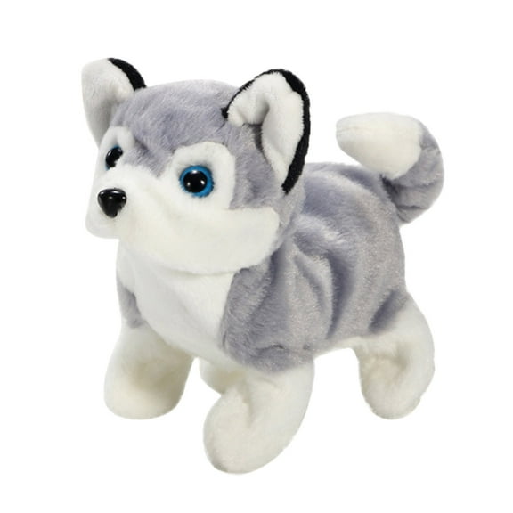 Electric Husky Interactive Walking Talking Husky Robot Dog Plush Toy Smart Pet With Sound Effects Moving Tail Electronic Companion Toy 7.09 Inches Soft Stuffed Animal