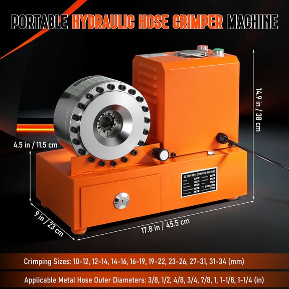 Electric Hydraulic Hose Crimper Tool with 8 Dies, 110V Portable Crimping Machine