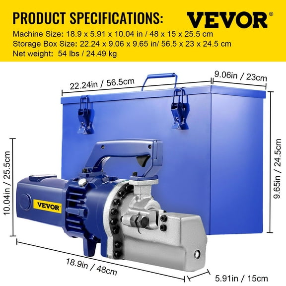 Electric Hydraulic Rebar Cutter 1.7KW 110V with Adjustable Alloy Steel Blade, Cuts 1 Inch 25mm Rebar in 5 Seconds, Heavy Duty Tool