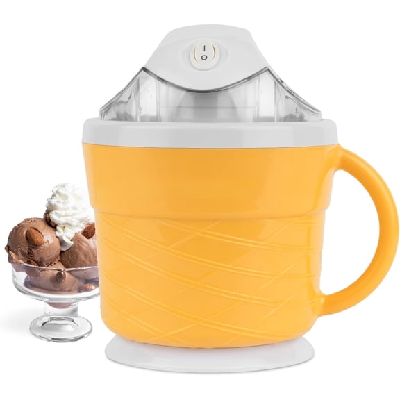 Electric Ice Cream Maker - Old Fashioned Soft Serve Ice Cream Machine Makes Frozen Yogurt or Gelato in Minutes - Fun Kitchen Appliance - Modern Style - Tan - 1.5 Quart