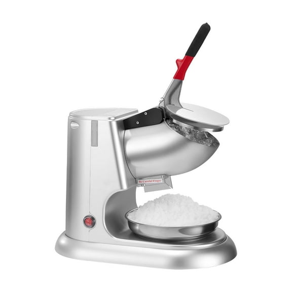 Electric Ice Crusher Machine 220lbs Per Hour 4 Blades Stainless Steel Snow Cone Maker 300W 2000RPM Shaved Ice Machine with Bowl Cover for Home Commercial Use Silver