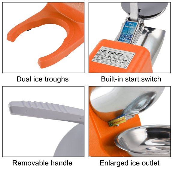 Electric Ice Crusher Shaver Snow Cone Maker Machine Dual Blades 143LBS/HR
