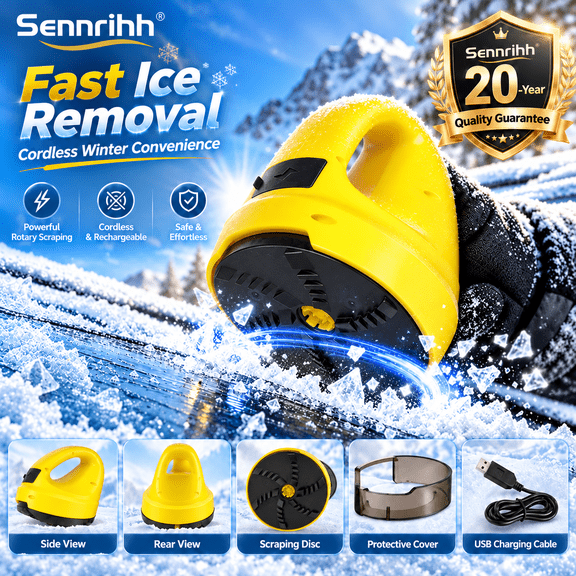 Electric Ice Scraper for Car Windshield, Rechargeable Cordless Rotating Ice Remover, Portable Frost Scraper for Car Windows and Mirrors, Black