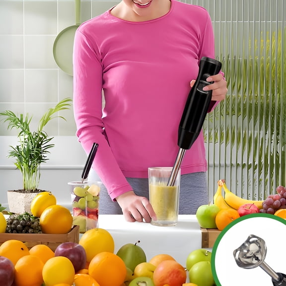 Electric Immersion Hand Blender, Food-Grade Stainless Steel, 2-Speed, Chopper/Ice Crushing, Removable Stick, For Purees/Soups/Baby Food, Ivory