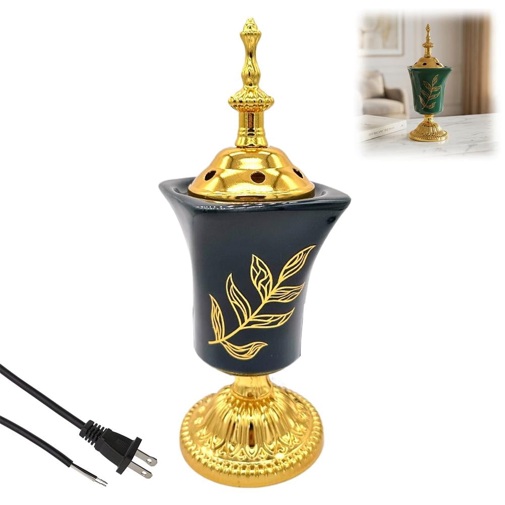 Electric Incense Burner, Vintage Arabian Electric Incense Burner Tabletop Decorative Incenses Holder, Portable Burners for Home Festival Yoga and Spa Room Decor