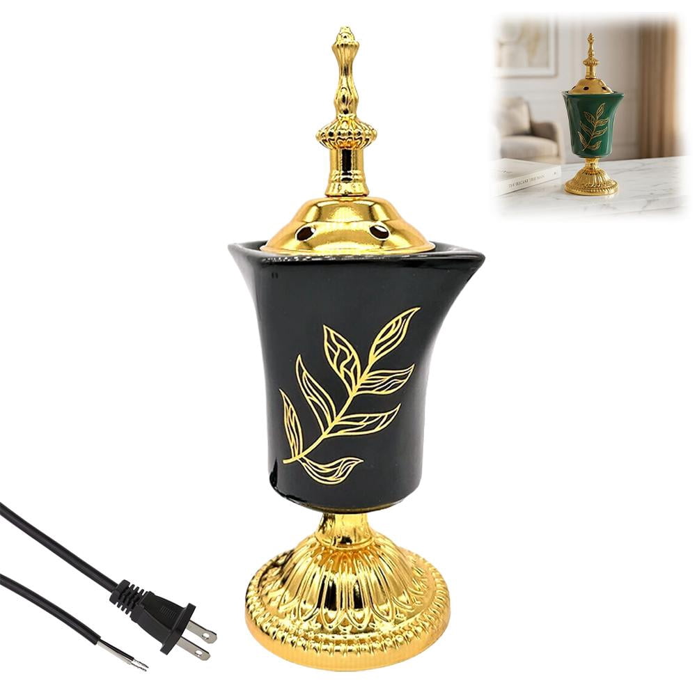 Electric Incense Burner, Vintage Arabian Electric Incense Burner Tabletop Decorative Incenses Holder, Portable Burners for Home Festival Yoga and Spa Room Decor