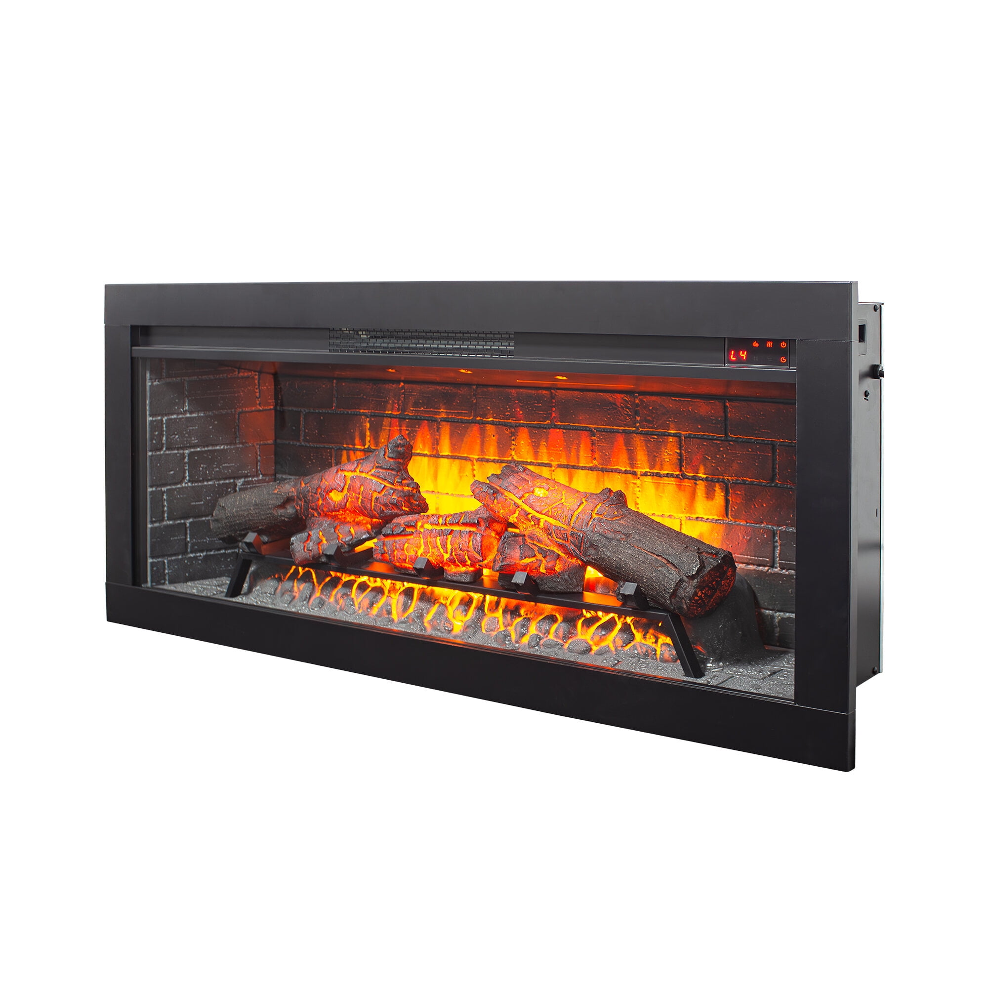 Electric Indoor Fireplaces, 42 inch Infrared Electric Fireplace with Removable Trim kit Insert, Touch Panel Home Decor Heater, Antique Black Indoor Fireplaces,Fireplace Tools Set