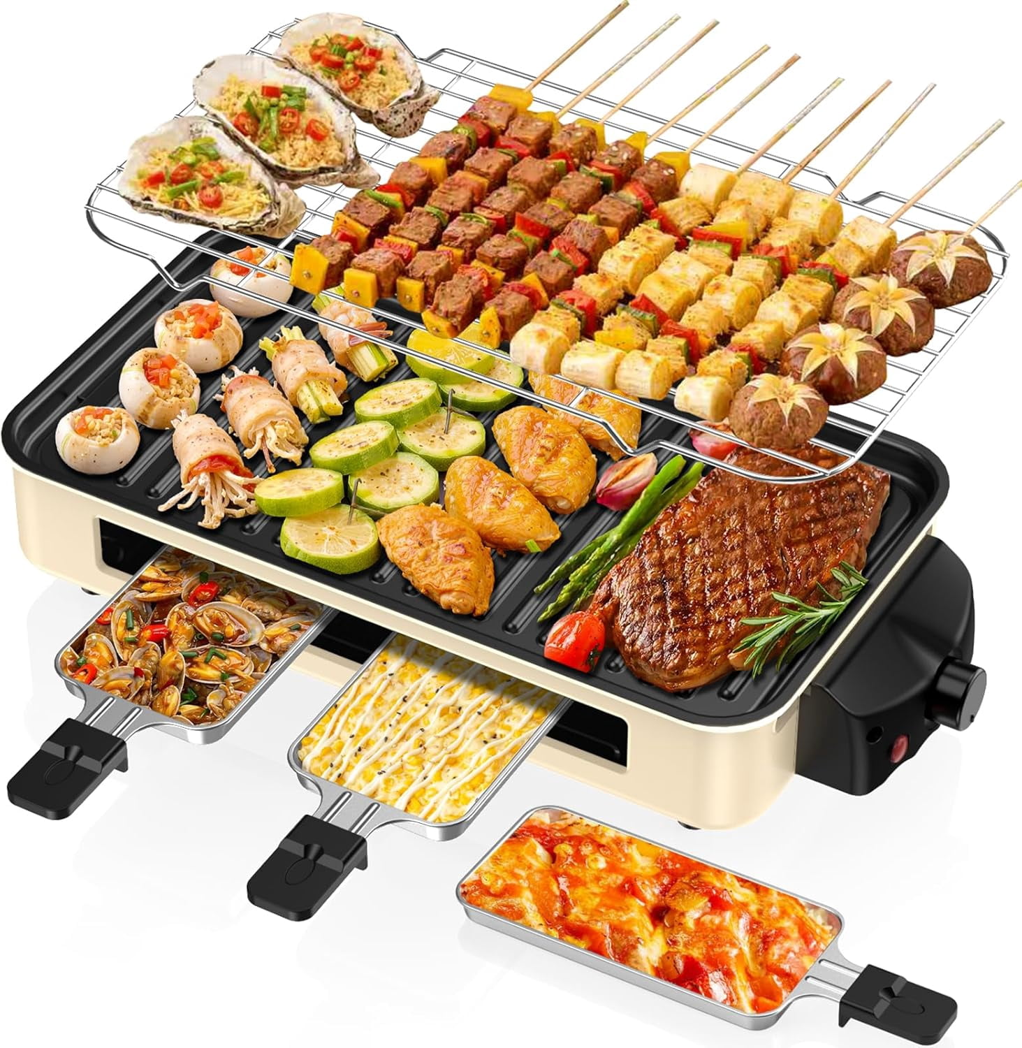 Electric Indoor Grill 1500W -2 in 1 Smokeless Indoor Grill for Kitchen ...