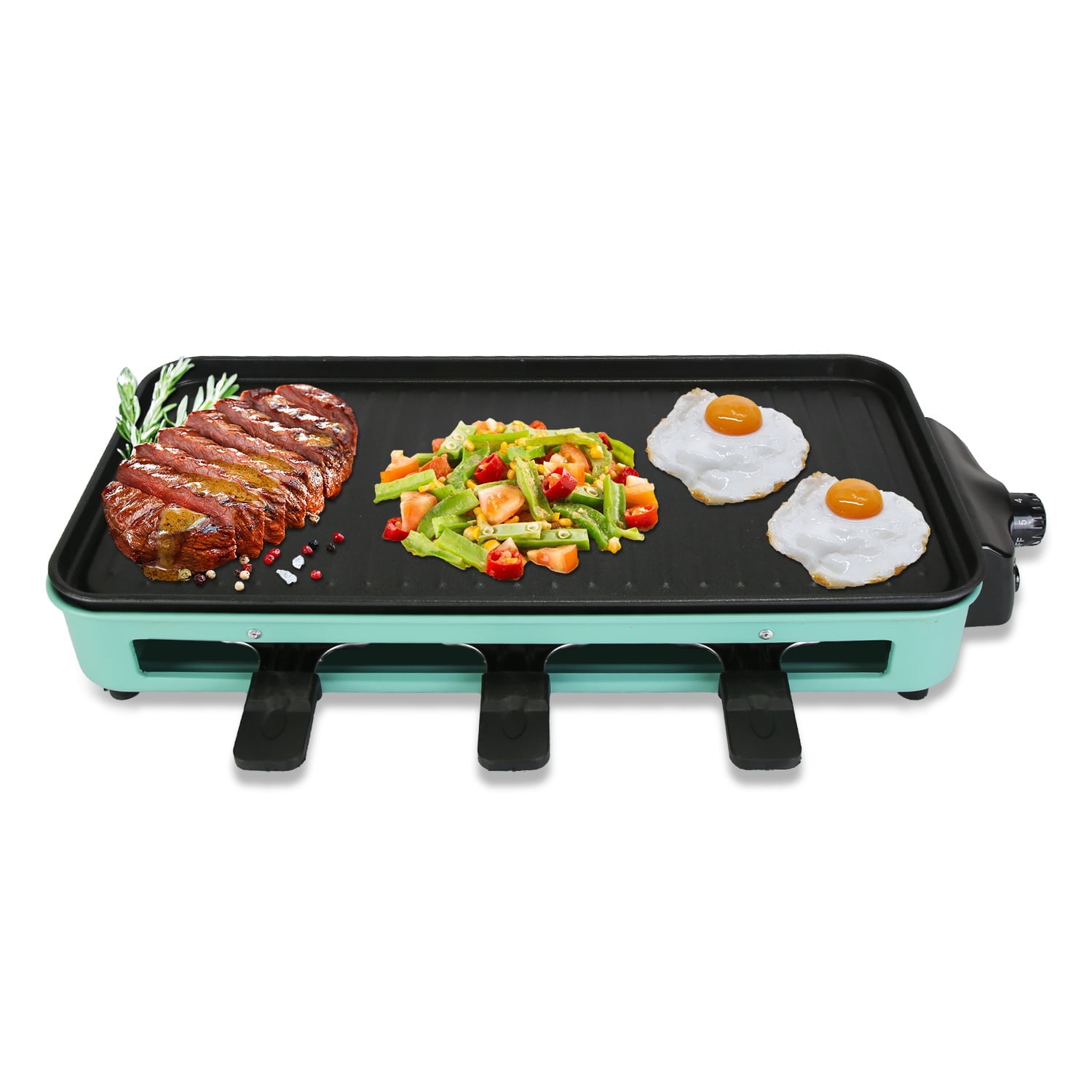 Electric Indoor Grill, 2 in 1 Indoor Grills for Kitchen with Grill Net Non-Stick Cooking Removable Plate, Temperature Control, Dishwasher Safe, 1500W Smokeless Grill