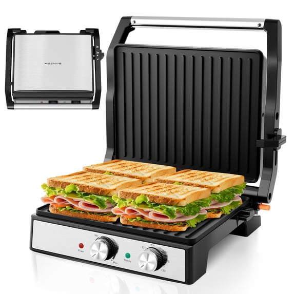 Electric Indoor Grill & Panini Press - 4-Slice Sandwich Maker ...