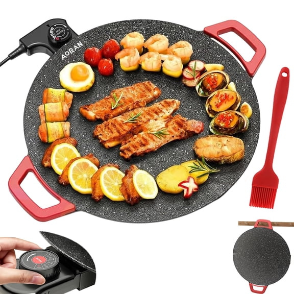 Electric Indoor Grill Smokeless, 800W Nonstick Griddle for Home Kitchen