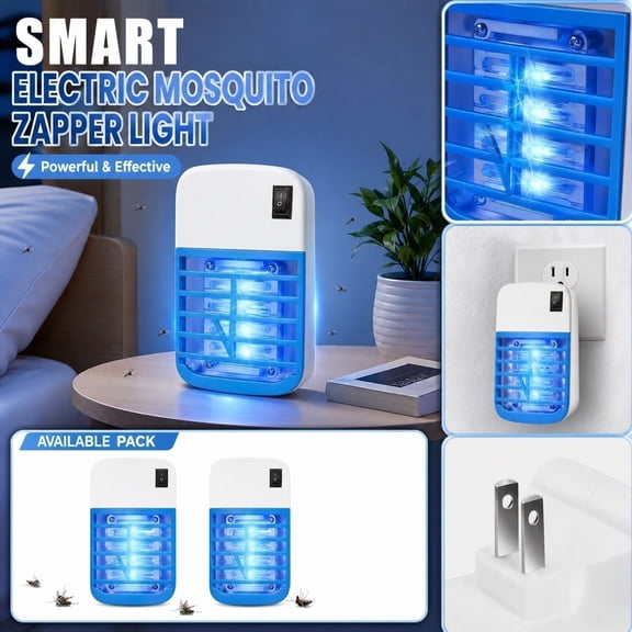 Electric Indoor, Indoor Bug Zapper Plug In, Mosquito Indoor, Flying Insect, Wall-Outlet Mounted for Home, 3.7X2.1 in